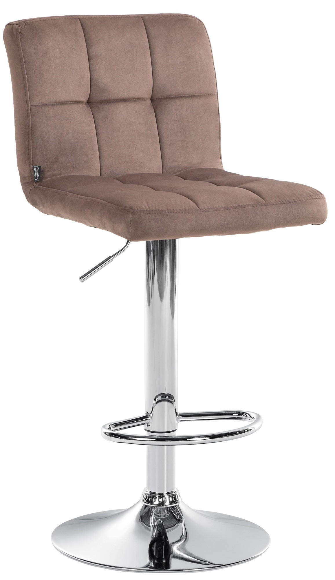 BARHOCKER Samt braun - Chromfarben/Braun, Textil/Metall (46/94/47cm) - CLP