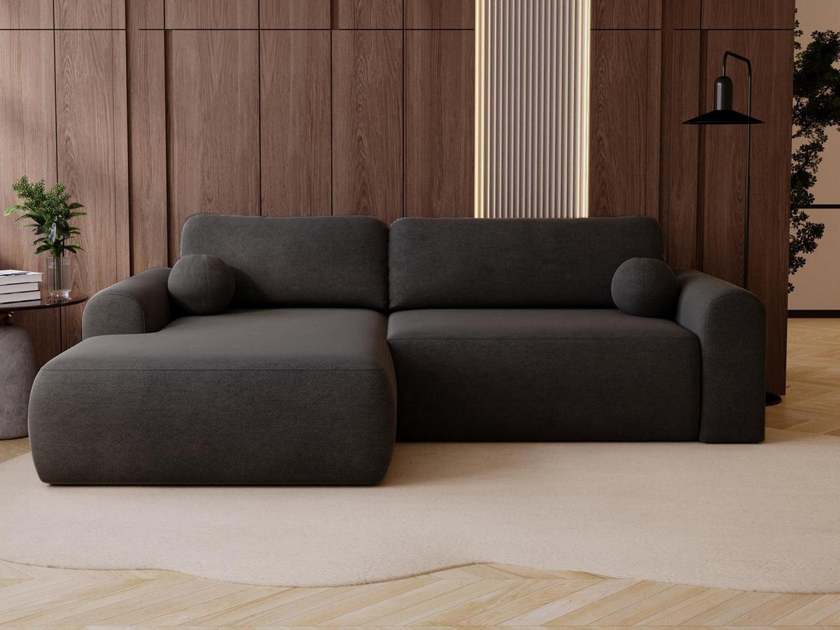 ECKSOFA velvet graphit links AURA - Graphitfarben, Holzwerkstoff (257/177cm) - Compleo24