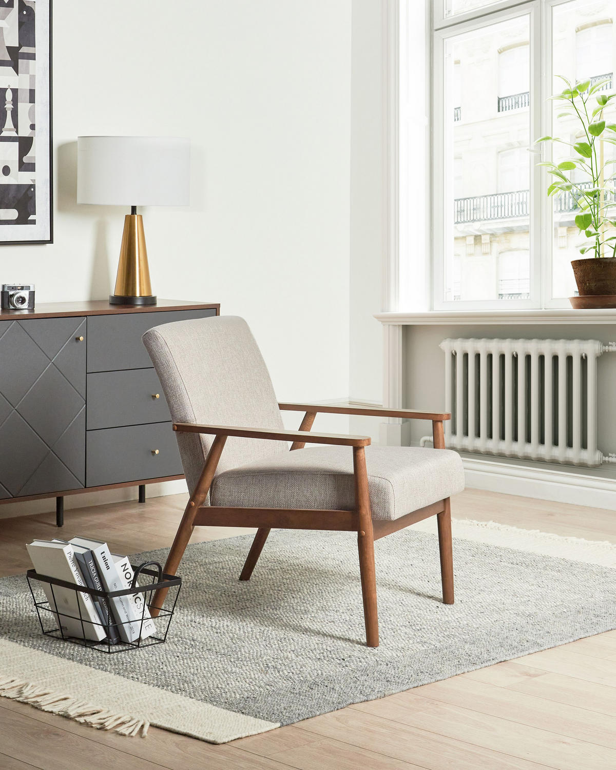 SESSEL Dunkelbraun/Grau Esrum - Grau, Textil (62/79/80cm) - Beliani