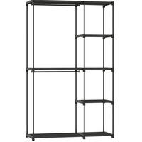 STOFFSCHRANK mit Kleiderstangen & 6 Ablagen, 111/43/185 cm, Schwarz - Schwarz, Metall (43/185/111cm) - Redom