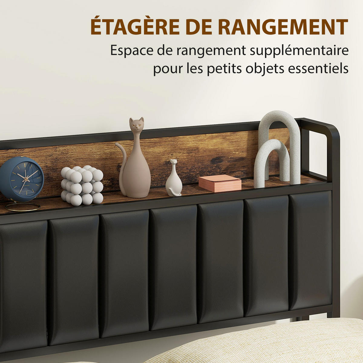 BETT 140x190 cm DE-14672 mit 4 Schubladen & Ablage Schwarz - Schwarz, Metall (140/190cm) - ComfortXL