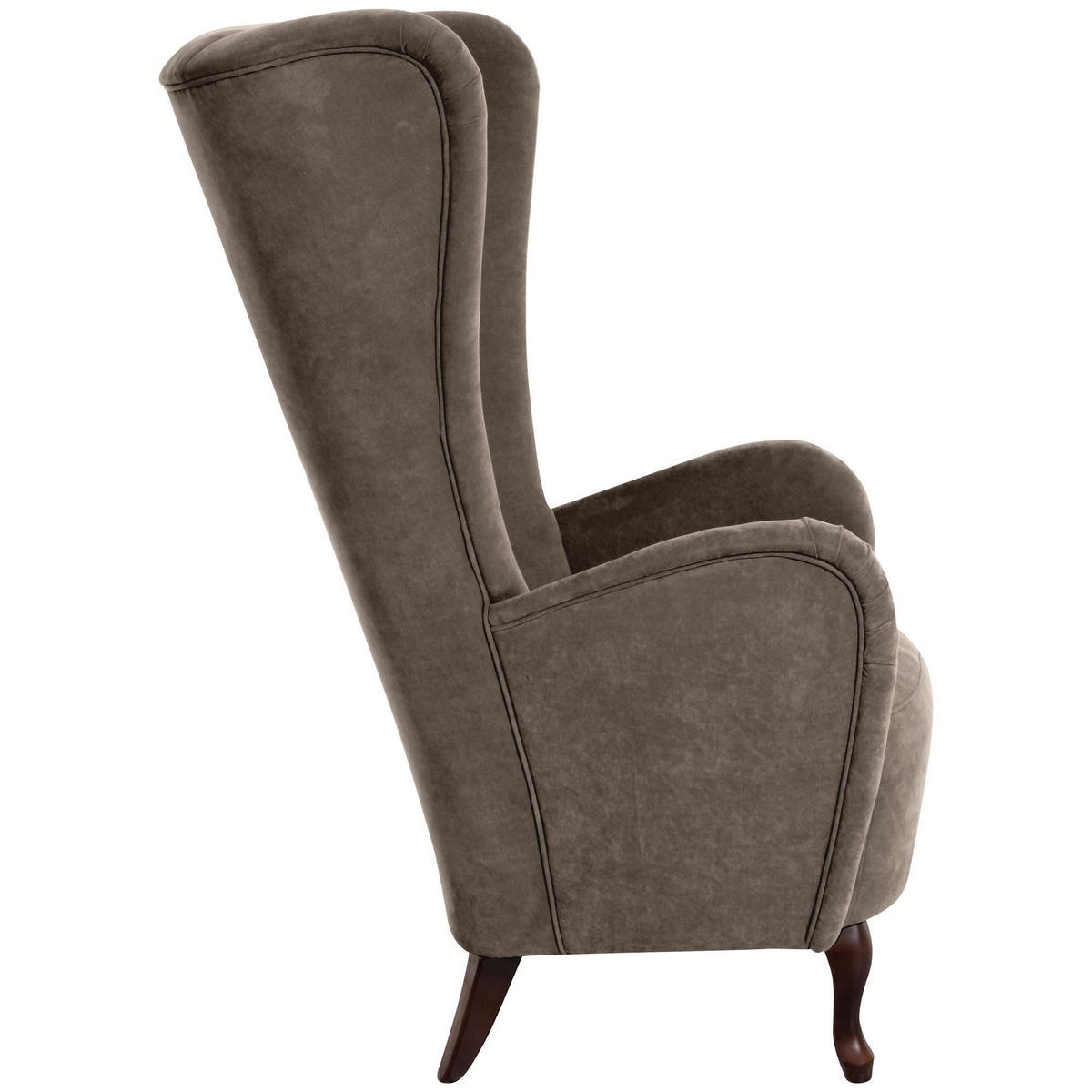 HOCHLEHNSESSEL Kailey Bezug Velourstoff Buche nussbaum dunkel / sahara - Sahara, Kunststoff (96/122/89cm) - 58aufmkessel