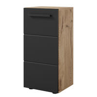 UNTERSCHRANK mit 1 Tür - Matt Schwarz / Eiche Viking Dekor - Braun, Holzwerkstoff (34/72/31cm) - home24