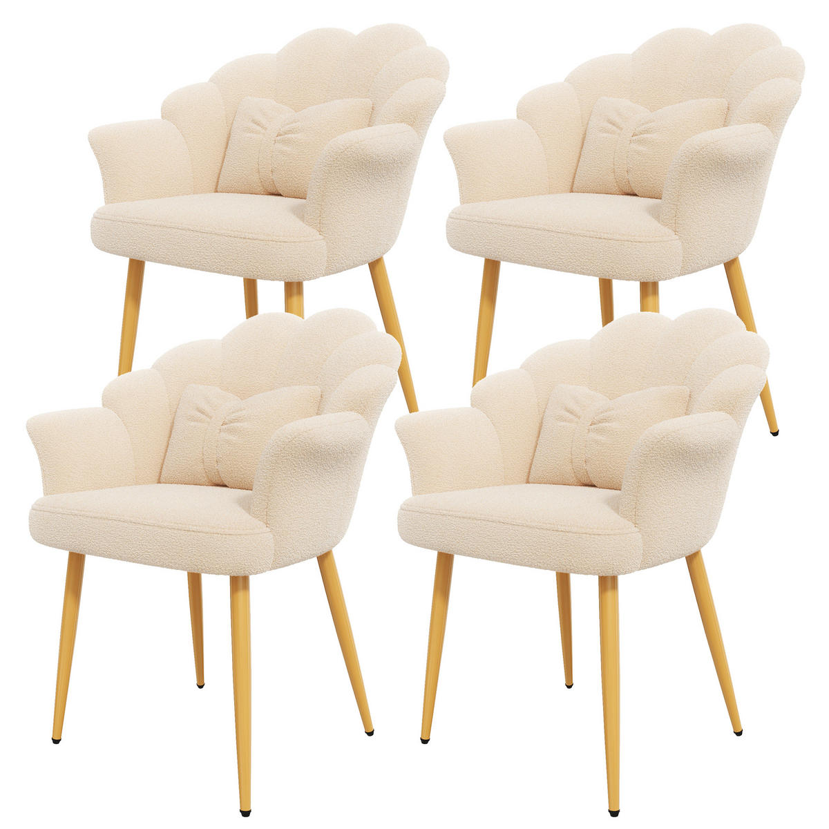 ARMLEHNSTUHL-SET 4 Stück, Blütenblatt-Design, DE-42136, Rosa - Beige, Holzwerkstoff (65.5/85/64cm) - ComfortXL