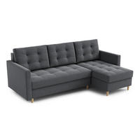 ECKSOFA DIVO 224x103 cm, Schlaffunktion, Dunkelgrau, Links - Dunkelgrau, Holz/Textil (224/144cm) - DomoHome