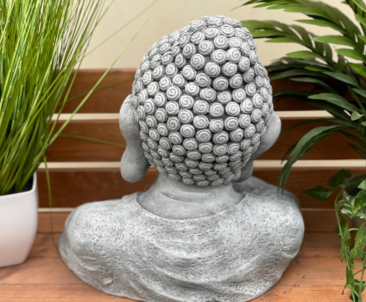 STEINFIGUR Buddha Shiva Büste XL frostfest Steinguss massiv - Grau, Stein (33/38/28cm) - stoneandstyle