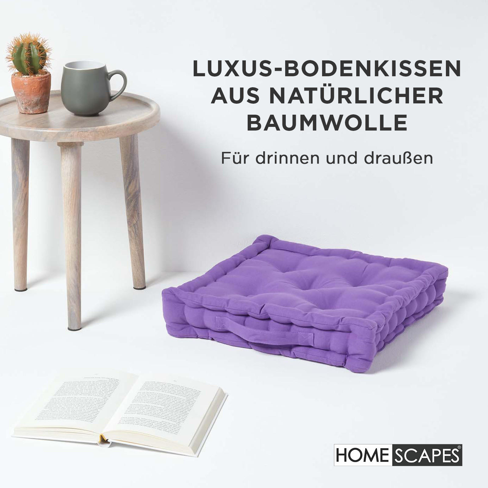 SITZKISSEN lila 40/40/8 cm – Bodenkissen unifarben - Lila, Textil (40/40/8cm) - Homescapes