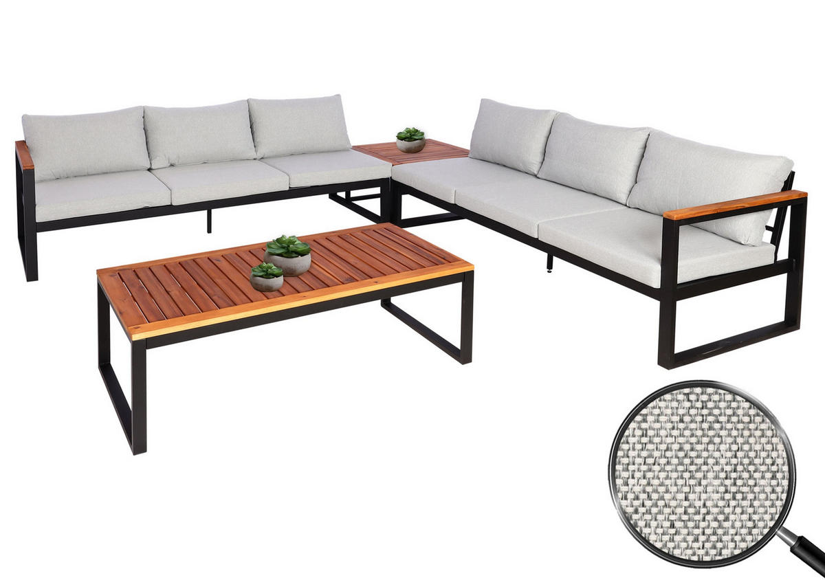 GARTENLOUNGE Garnitur Hellgrau - Grau, Metall - PROREGAL