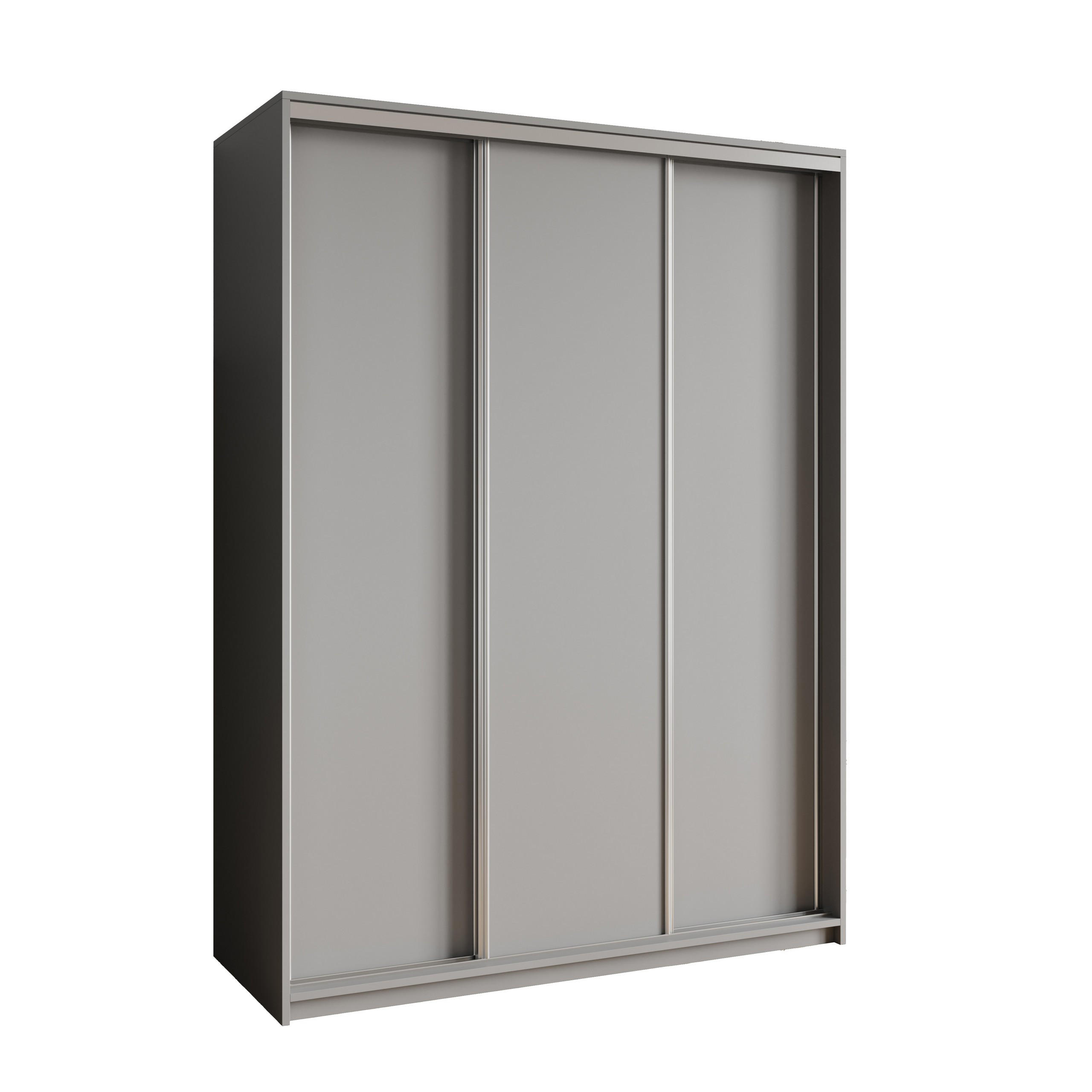 SCHWEBETÜRENSCHRANK NISSE 150/205/60 cm 3-türig Graphitfarben - Graphitfarben, Holzwerkstoff (150/205/60cm) - MASSENO