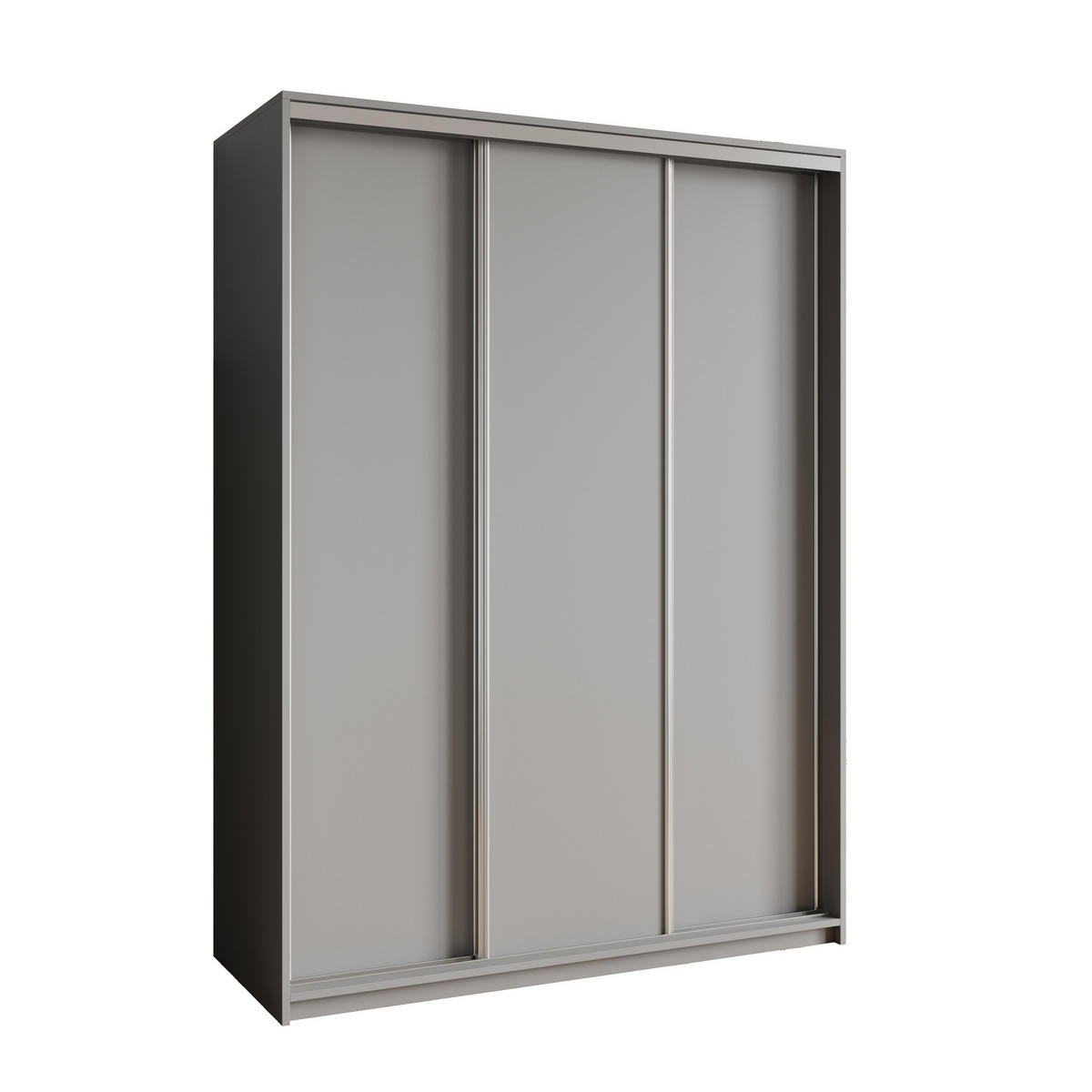 SCHWEBETÜRENSCHRANK NISSE 150/205/60 cm 3-türig Graphitfarben - Graphitfarben, Holzwerkstoff (150/205/60cm) - MASSENO
