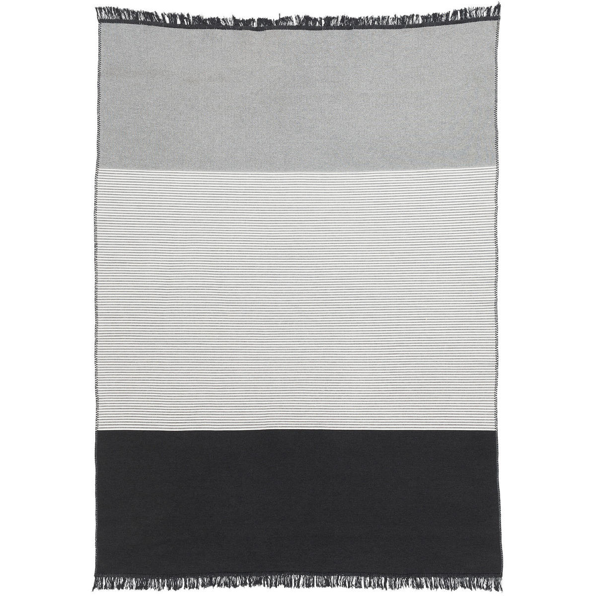 TEPPICH BEIDSEITIG ETHNO KELIM LINES - Schwarz/Grau, Textil (160/230cm) - Pergamon