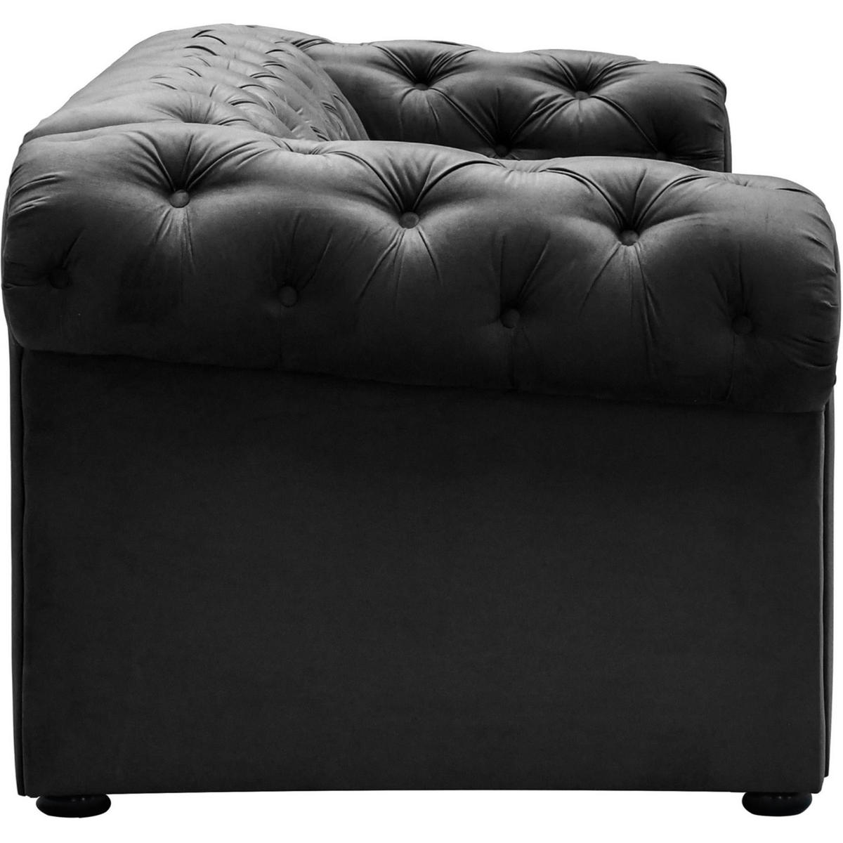 SCHLAFSOFA Chester 3-Sitzer, im Chesterfield-Stil, Schwarz - Wengefarben/Schwarz, Textil (252/82/92cm) - Beautysofa