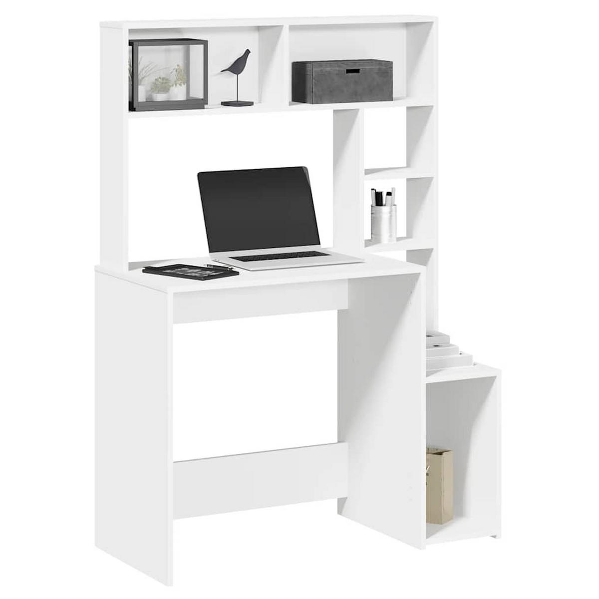 SCHREIBTISCH mit Regal 100/45/140 cm aus Holzwerkstoff Weiß für Homeoffice - Weiß, Holz (45/100/140cm) - vidaXL