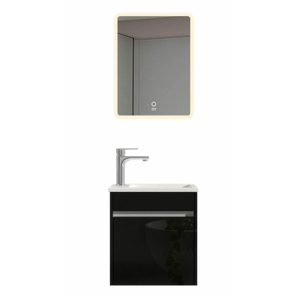 BADMÖBEL Komplettset BORKUM – Schwarz - Schwarz, Holzwerkstoff/Textil (45/48/25.5cm) - Home Deluxe