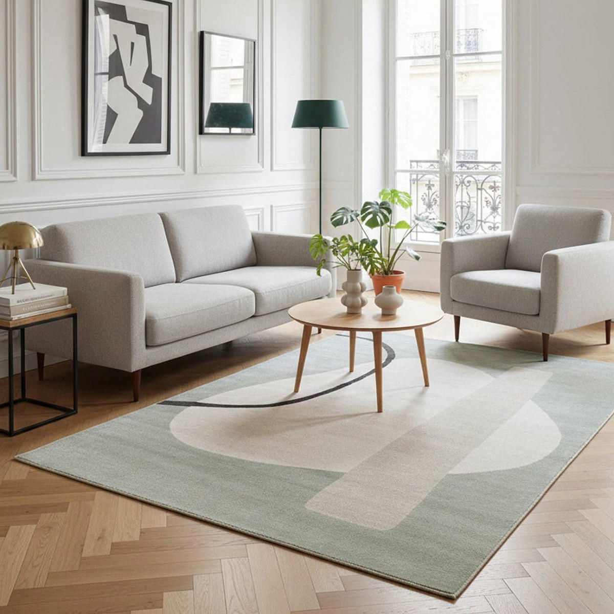 GEOMETRISCHER Teppich weich und bequem grün - Grün, Textil (160/230cm) - AFK Living