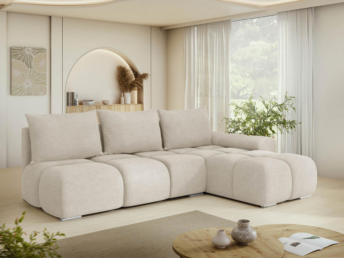 ECKSOFA Bestii, Seite: Rechts - Creme/Schwarz, Holz/Kunststoff (270/183cm) - MIRJAN24