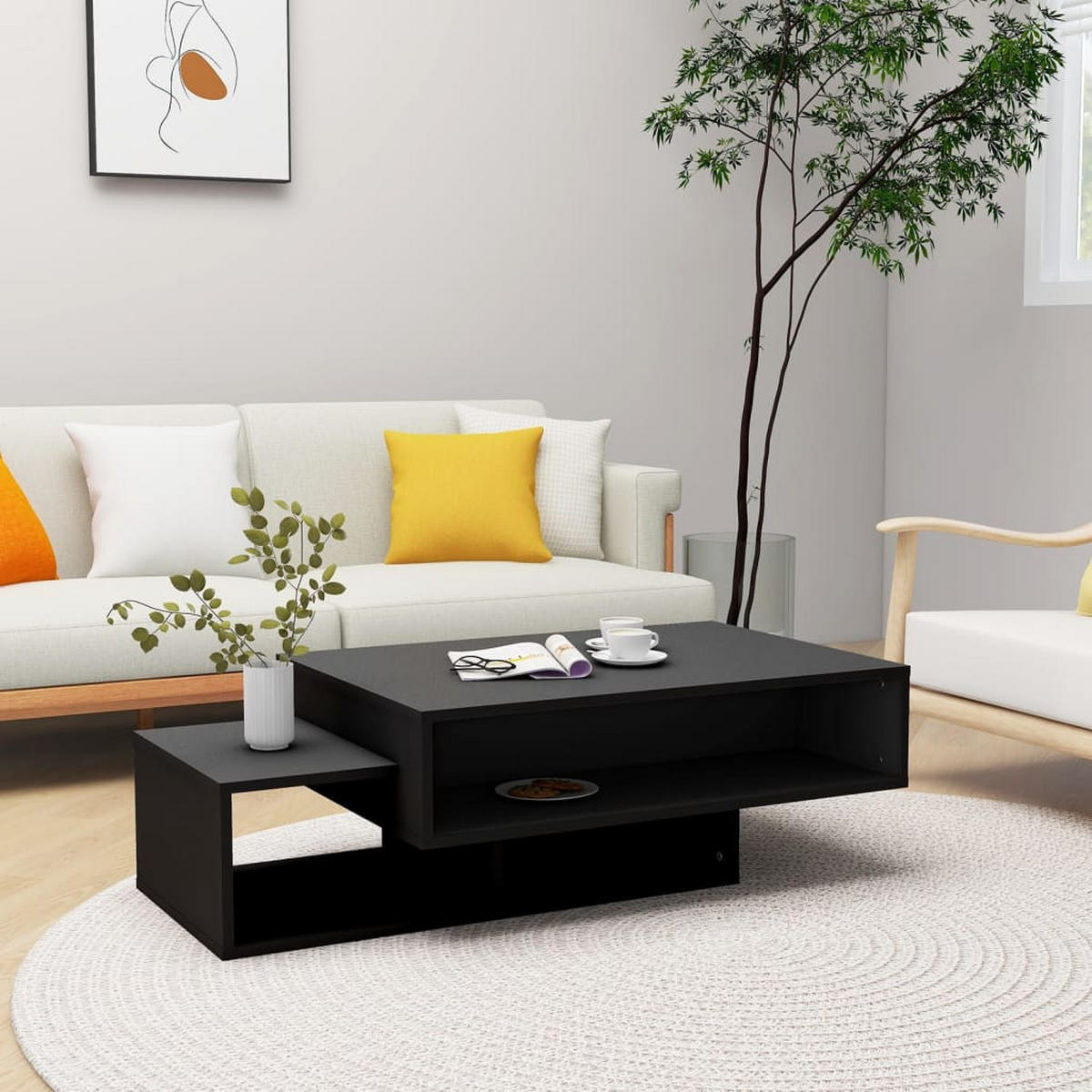 COUCHTISCH Schwarz 105x55x32 cm Holzwerkstoff - Schwarz, Holzwerkstoff (105/55/32cm) - furnicato