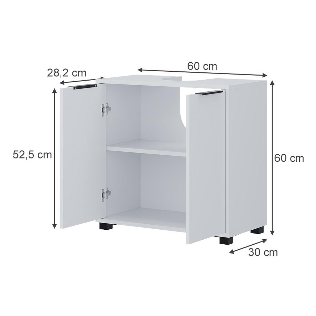 WASCHBECKENUNTERSCHRANK Alina Weiß 60 x 60 cm mit Türen - Weiß, Holzwerkstoff (60/60/30cm) - Vicco