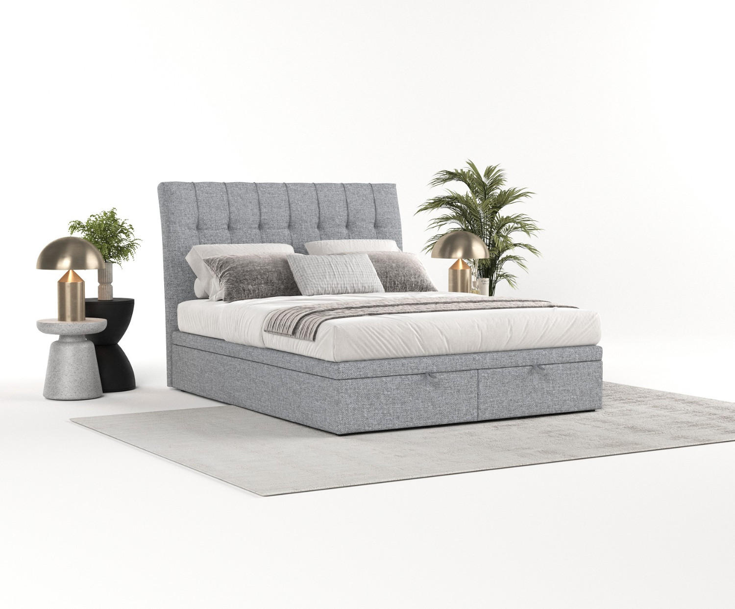 POLSTERBETT Kelsea mit Stauraum 120/200 cm Grau im Alta Stoff - Schwarz/Grau, Holz/Holzwerkstoff (120/200cm) - AltaBeds