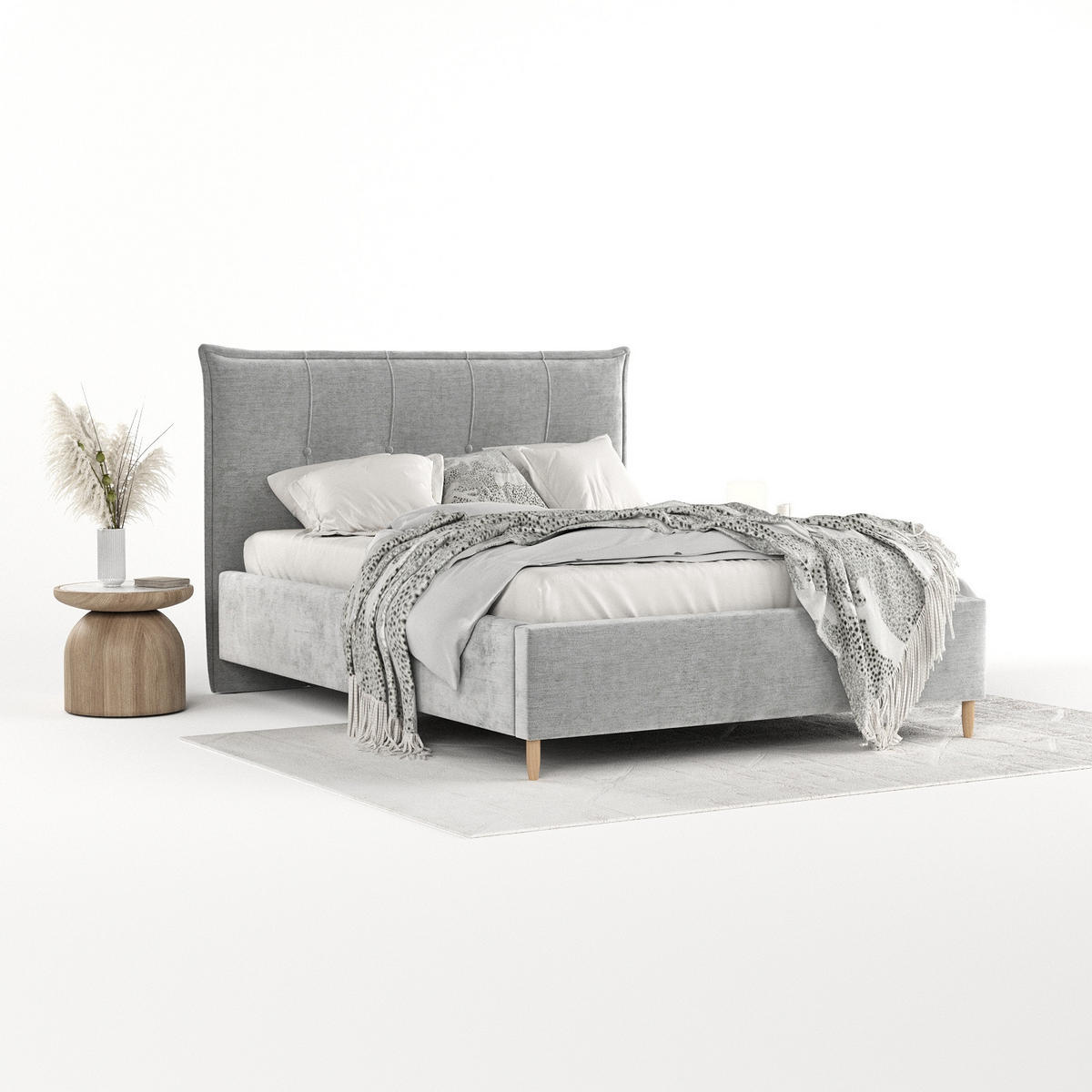 POLSTERBETT Plaza 180/200 cm Hellgrau im Lotta Stoff - Hellgrau/Naturfarben, Holz/Holzwerkstoff (180/200cm) - AltaBeds