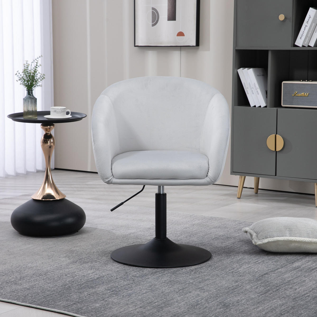 LOUNGESESSEL JAMAIKA mit Armlehnen Samt - Hellgrau, Textil (59/95/59cm) - SVITA