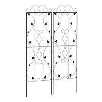 RANKGITTER-SET 2TLG. im Blätterdesign Schwarz - Schwarz, Metall (1.3/181/50cm) - Outsunny