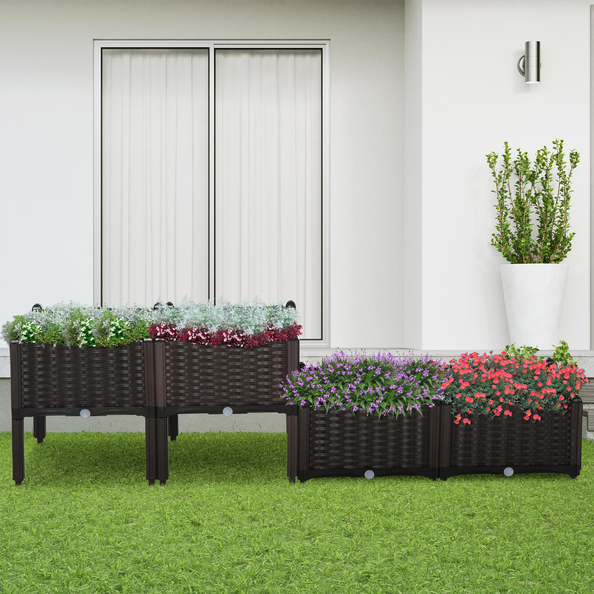 HOCHBEET 4-tlg., Dunkelbraun - Braun, Kunststoff (40/44/40cm) - Outsunny