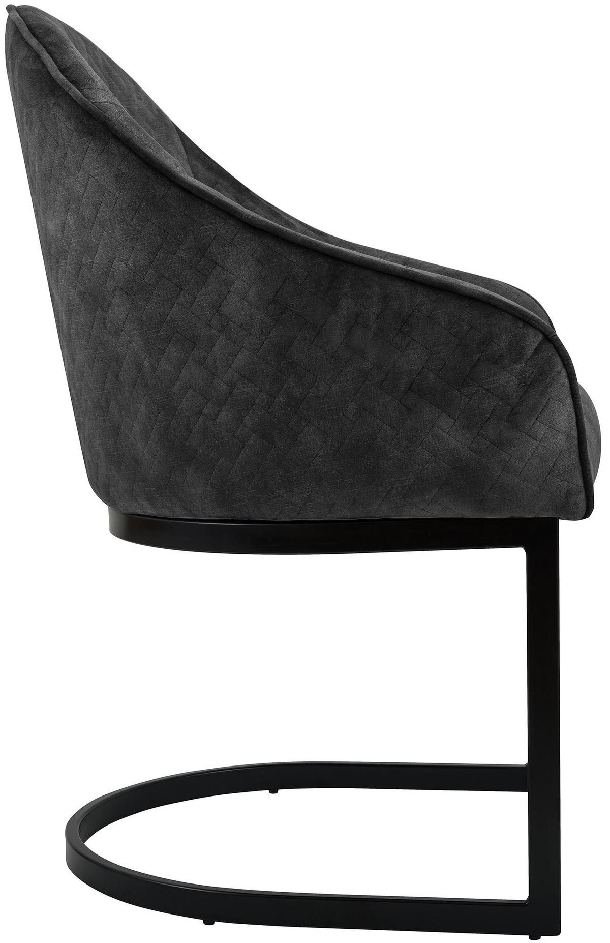 ESSZIMMERSTUHL Samt Dunkelgrau - Dunkelgrau/Schwarz, Textil/Metall (60/87/59cm) - CLP