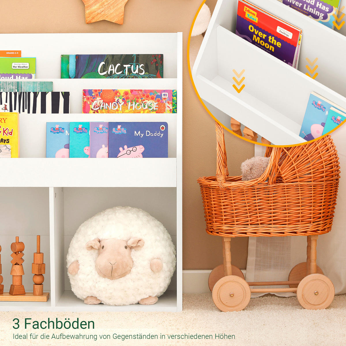 KINDERREGAL Weiß - Weiß, Holzwerkstoff (73/80/30cm) - SoBuy
