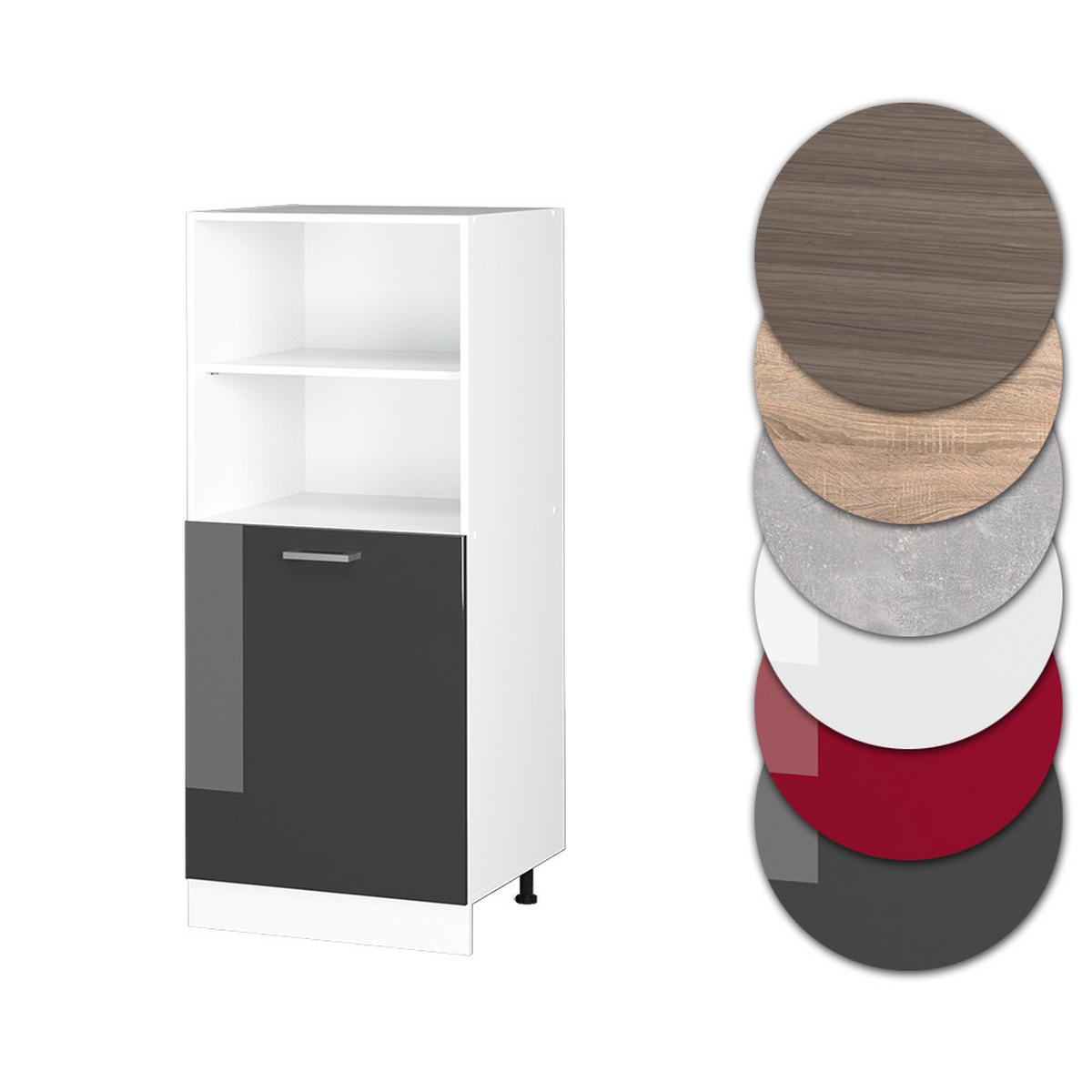 HERDUMBAUSCHRANK R-Line Anthrazit Hochglanz 60 cm - Anthrazit/Weiß, Holzwerkstoff (60/143/57cm) - Vicco