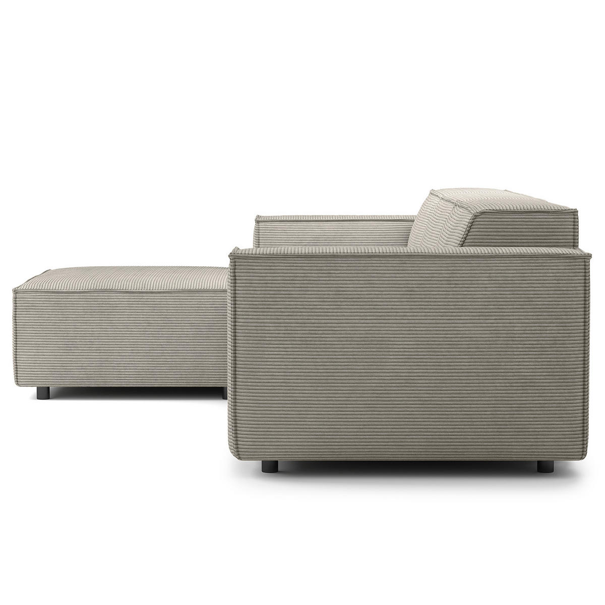 ECKSOFA mit Longchair - Graubraun/Schwarz, Kunststoff/Textil (260/177cm) - home24