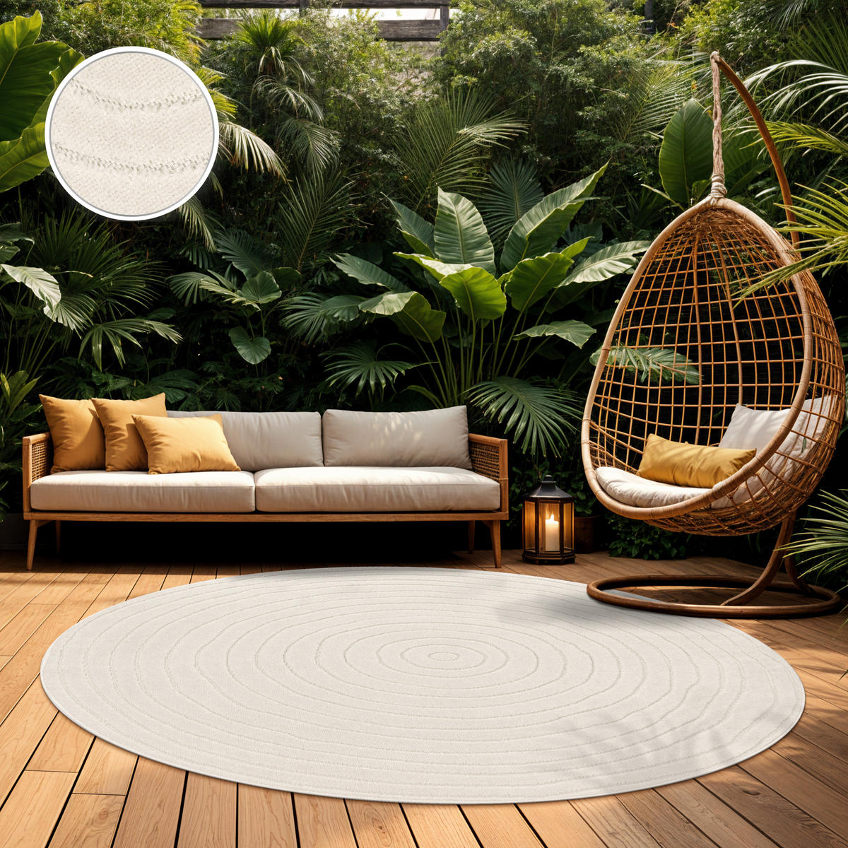 OUTDOORTEPPICH 120/120 cm Cotton 243 - Creme, Kunststoff (120/120cm) - Paco Home