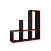 TREPPENREGAL Schwarz/Rot 107.2 x 107.8 cm - Rot/Schwarz, Holzwerkstoff (107.2/107.8/29cm) - Vicco