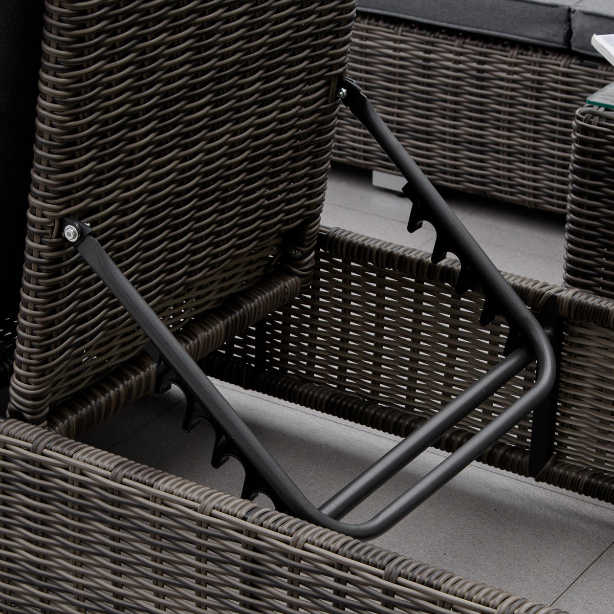 POLY-RATTAN Sonnenliege 3-tlg. Gartenliege Aluminium Grau - Grau, Kunststoff (60/91/195cm) - Outsunny