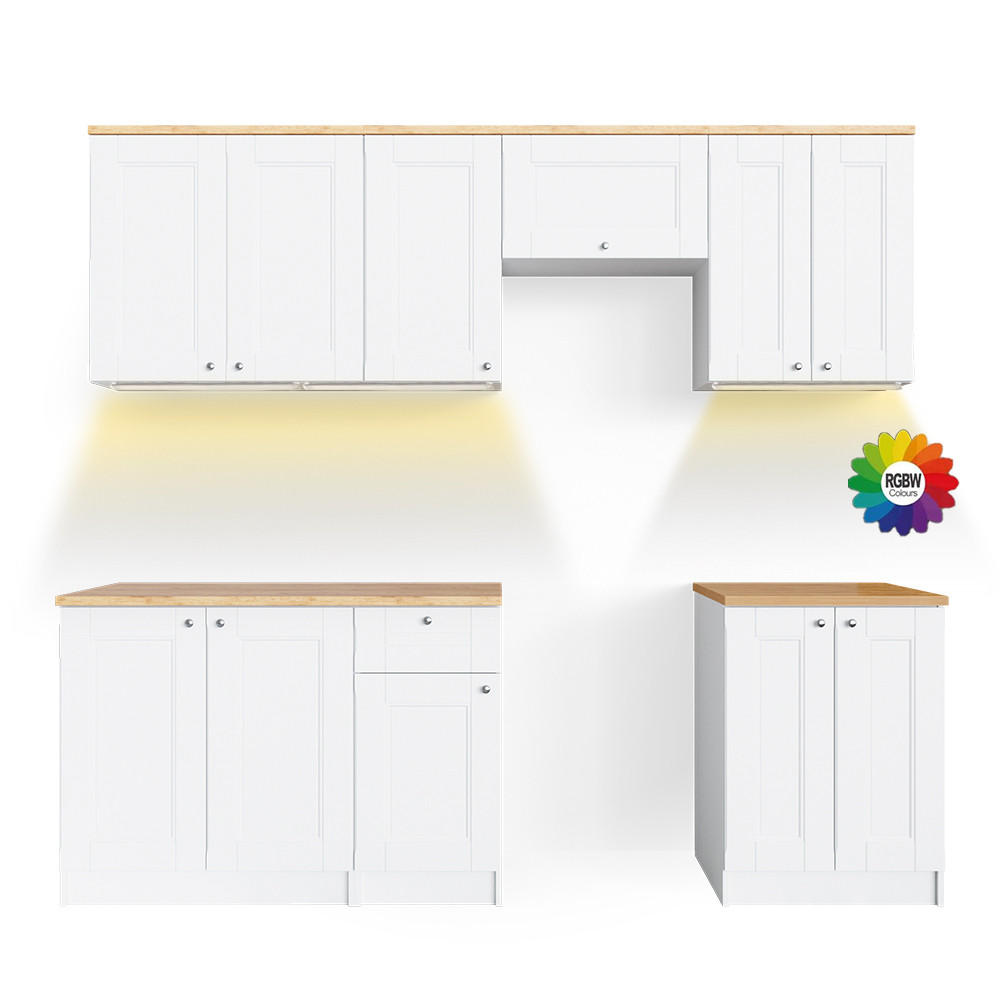 KUCHYŇSKÝ KOUT Bergamo Bílá - bílá/medově dubová, kompozitní dřevo (240/81.6/60cm) - Vicco