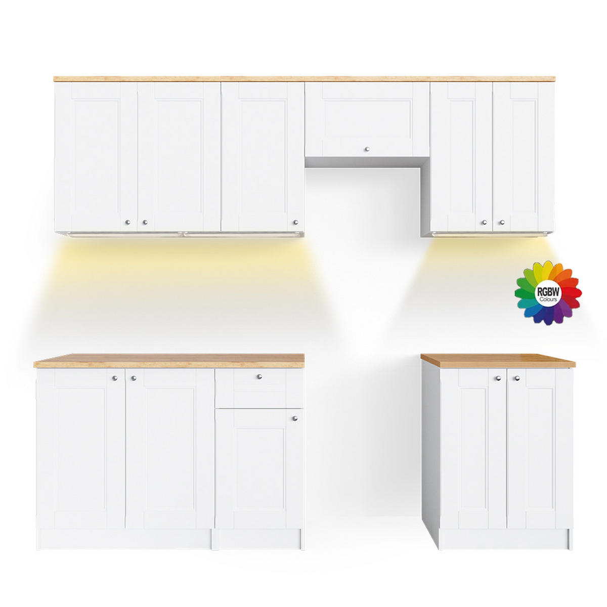 KUCHYŇSKÝ KOUT Bergamo Bílá - bílá/medově dubová, kompozitní dřevo (240/81.6/60cm) - Vicco