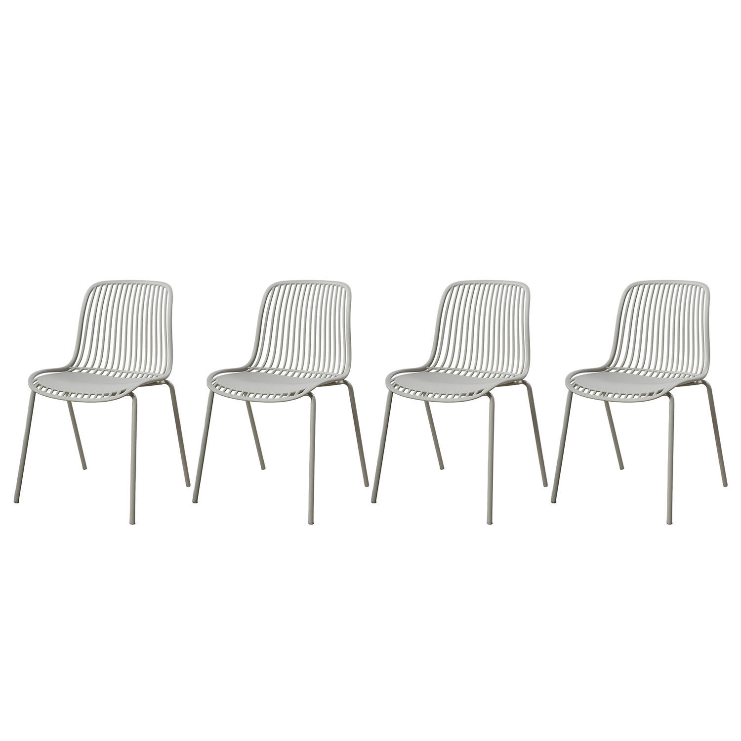 GARTENSTUHL - 4er-Set - Stahl / Polypropylen - Beige, Kunststoff/Metall (51/82/54cm) - home24