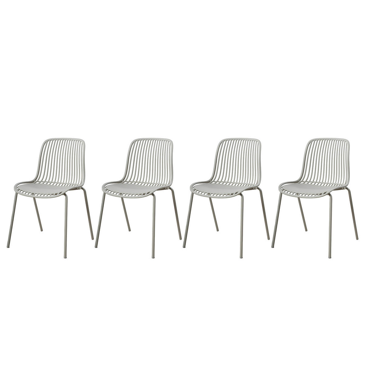 GARTENSTUHL - 4er-Set - Stahl / Polypropylen - Beige, Kunststoff/Metall (51/82/54cm) - home24