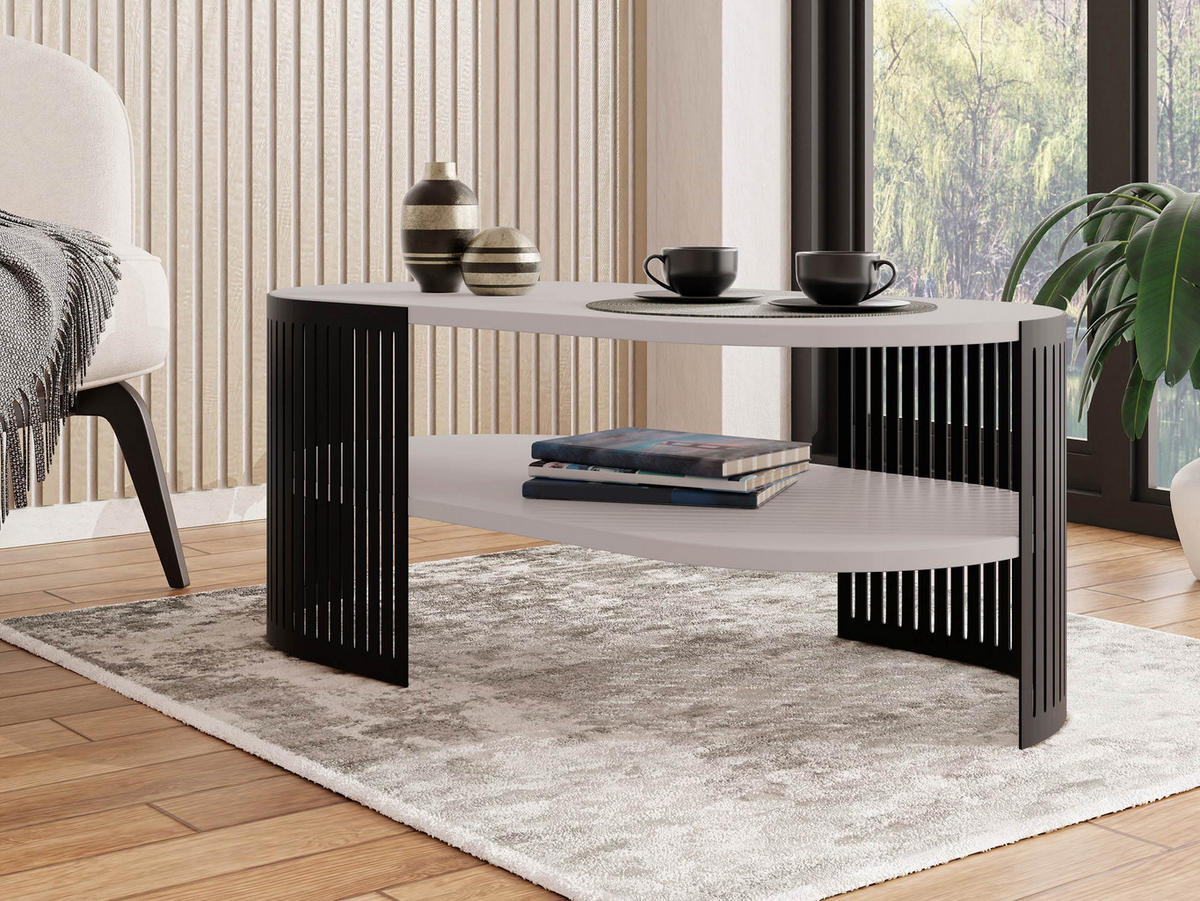 COUCHSITCH Fikoli Oval II - Kaschmir/Schwarz, Holzwerkstoff/Metall (100/50/40cm) - MIRJAN24