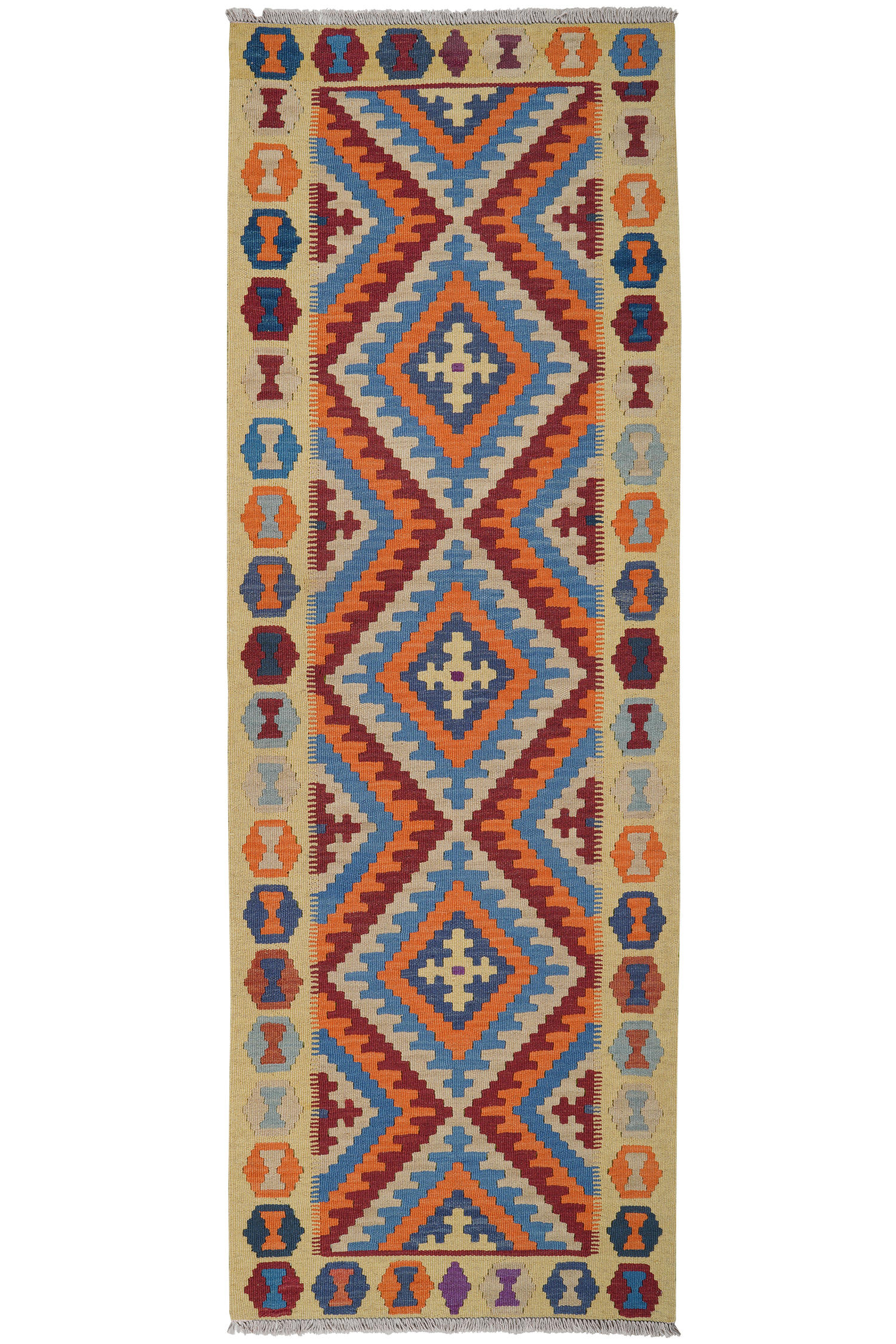 HANDWEBTEPPICH Kelim Gashgai Rot 243/85 cm - Rot, Textil (85/243cm) - Looma