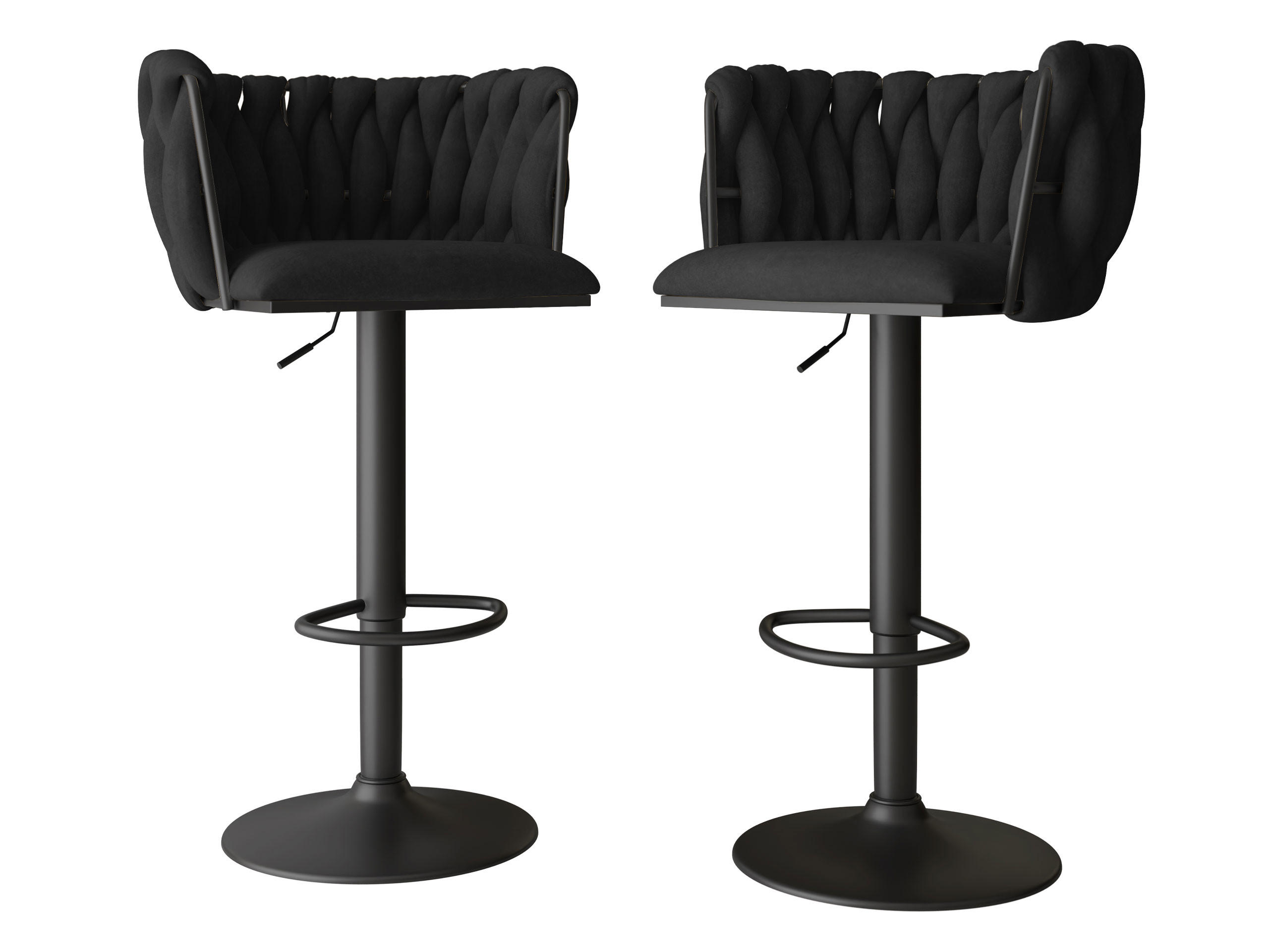 BARHOCKER-SET Muz BK-1142/CM (2 Stück in Samt) - Schwarz, Textil/Metall (50/85/52cm) - MIRJAN24