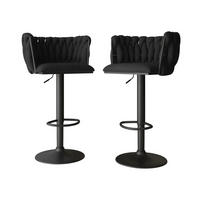 BARHOCKER-SET Muz BK-1142/CM (2 Stück in Samt) - Schwarz, Textil/Metall (50/85/52cm) - MIRJAN24