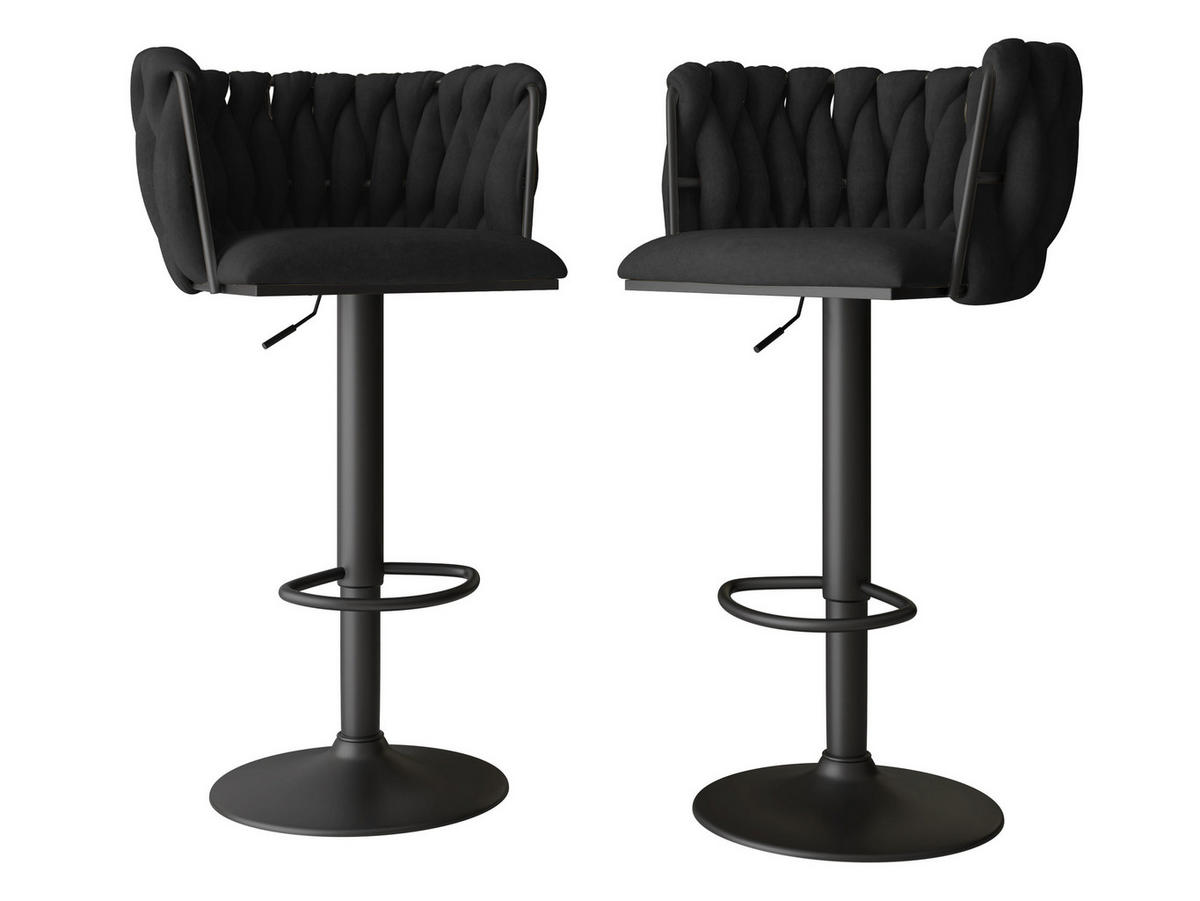 BARHOCKER-SET Muz BK-1142/CM (2 Stück in Samt) - Schwarz, Textil/Metall (50/85/52cm) - MIRJAN24