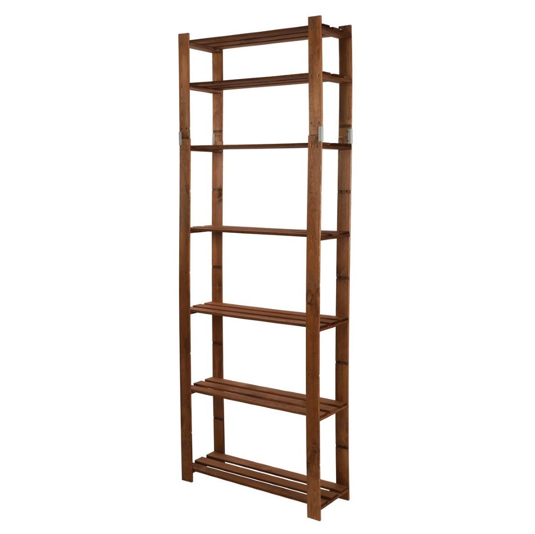 HOLZREGAL PINEPEAK 220x80x28cm 7 Fachboden 1,2cm dickes Kiefernholz Braun - Braun, Holz (80/220/28cm) - PROREGAL