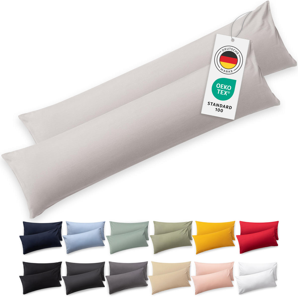 KISSENBEZUG Agneta 40/40 cm, 2er-Set, 100% Baumwolle, Hellgrau - Hellgrau, Textil (145/40cm) - Blumtal