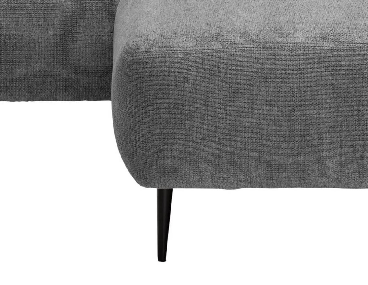 ECKSOFA mit verstellbare Armlehnen, beidseitig montierbar - Schwarz/Grau, Textil/Metall (286/178cm) - myHomelando