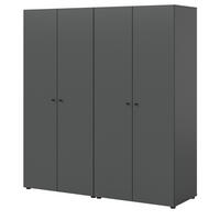 KLEIDERSCHRANK grau 4-türig 160 cm, Drehtürenschrank mit Kleiderstangen - Schwarz/Grau, Holzwerkstoff/Kunststoff (160/176/51cm) - Inn.Furn
