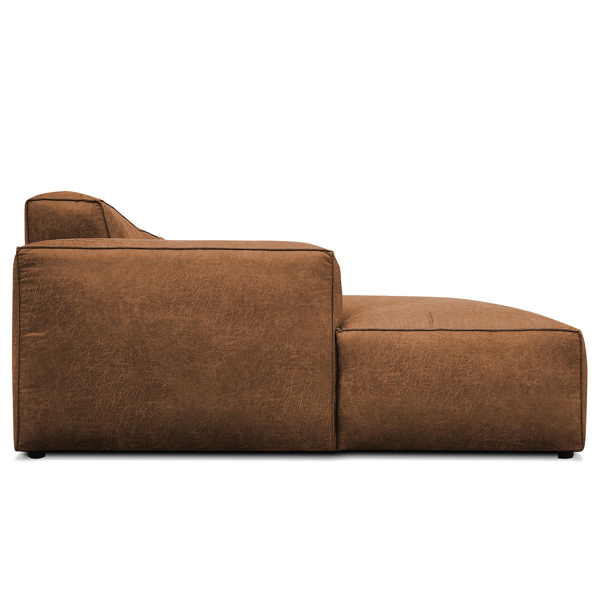 ECKSOFA mit Longchair - Cognac/Schwarz, Kunststoff (345/170cm) - home24