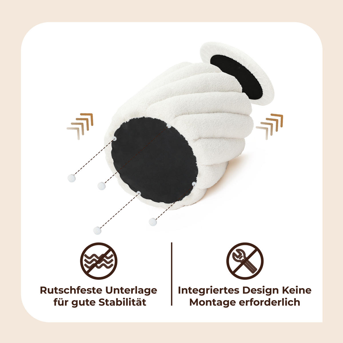 HOCKER mit Stauraum Rund Weiß - Weiß, Holzwerkstoff/Textil (40/45.5/40cm) - Hometopia