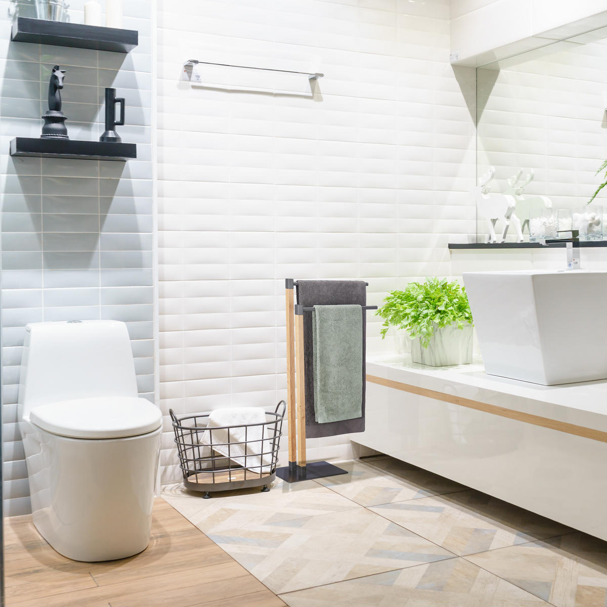 HANDTUCHHALTER - Multicolor, Holz/Metall (51.5/83.5/20cm) - Relaxdays